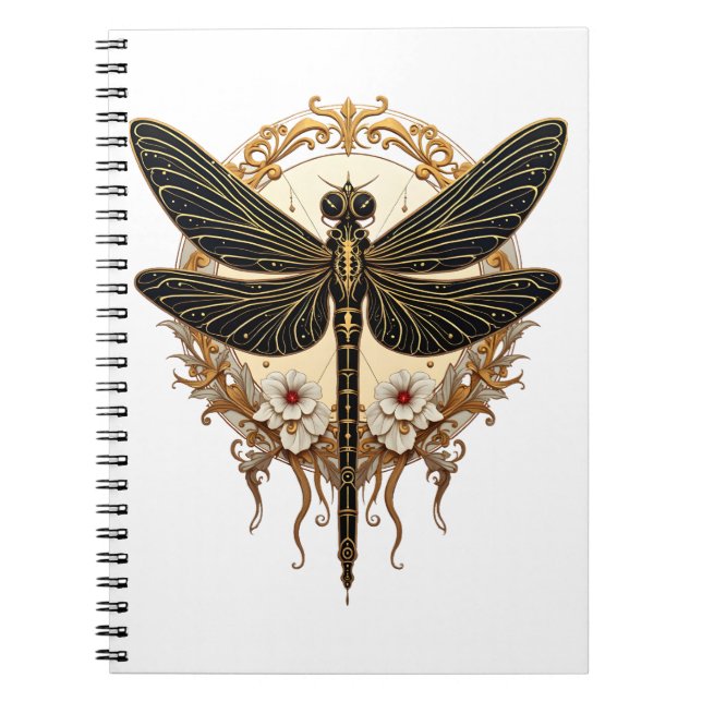 Art Nouveau Dragonfly Elegant Steampunk Notebook (Front)