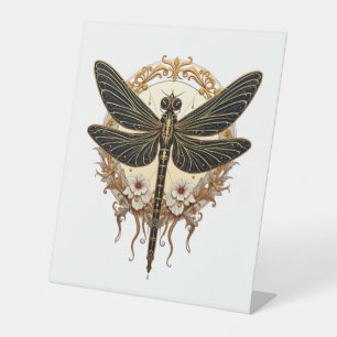 Art Nouveau Dragonfly Elegant Steampunk Pedestal Sign