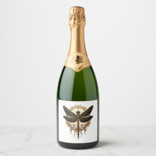 Art Nouveau Dragonfly Elegant Steampunk Sparkling Wine Label