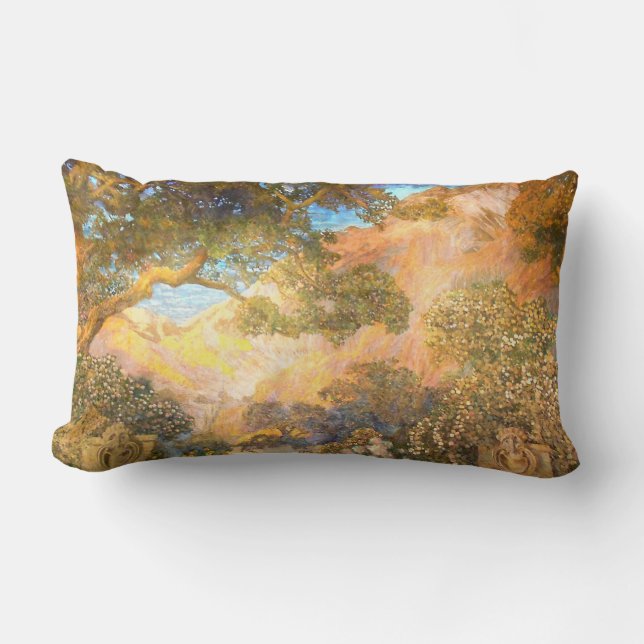 Art Nouveau Dream Garden by Maxfield Parrish Lumbar Cushion (Front)