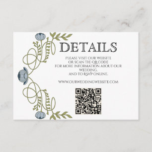Art Nouveau Dusty Blue Wedding Details Website Enclosure Card