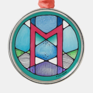 Art Nouveau Ehwaz Rune of Loyalty Metal Ornament