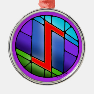 Art Nouveau Eihwaz Rune of Perseverance Metal Ornament