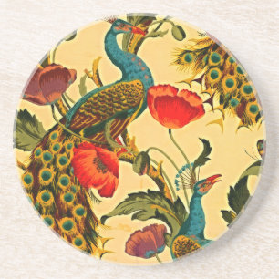 Art Nouveau Elegance: Sidewall, The Peacock, 1896 Coaster
