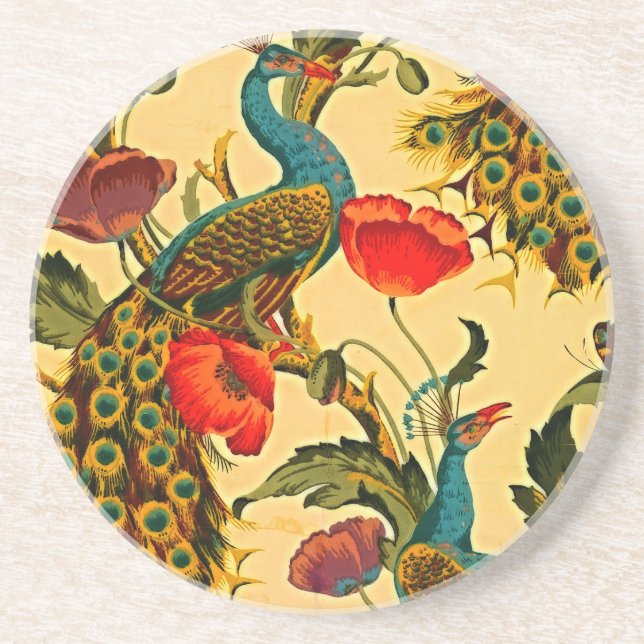 Art Nouveau Elegance: Sidewall, The Peacock, 1896 Coaster (Front)