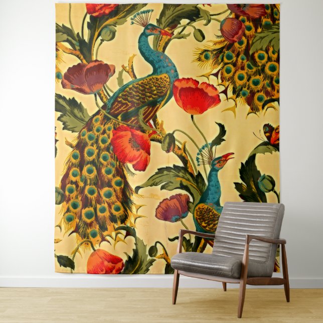 Art Nouveau Elegance: Sidewall, The Peacock, 1896 Tapestry (In Situ)