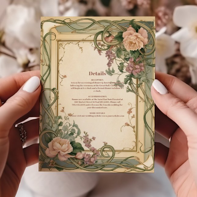 Art Nouveau Elegant Botanical Wedding Enclosure Card (Creator Uploaded)