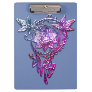 Art nouveau elegant floral jewel purple pink clipboard