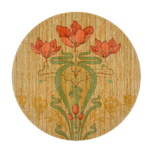 Art nouveau elegant floral poppy flowers victorian cutting board