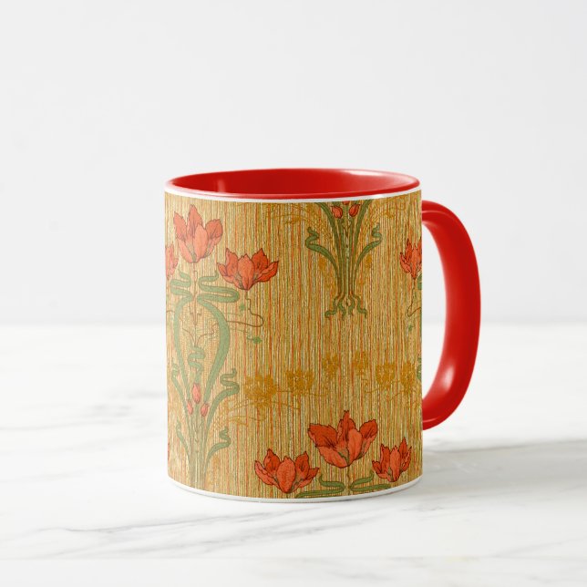 Art nouveau elegant floral poppy flowers victorian mug (Front Right)