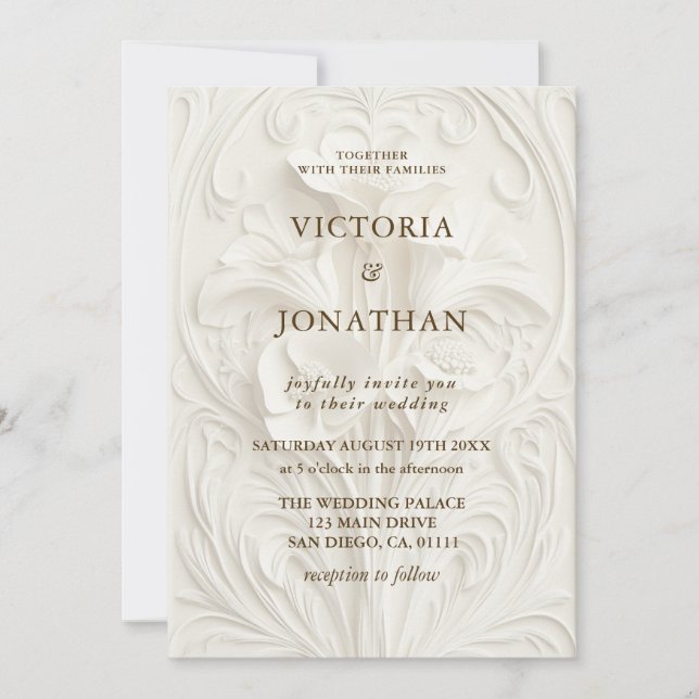 Art Nouveau Elegant Floral Wedding Invitation (Front)