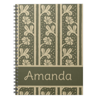 Art Nouveau Elegant Flowers Beige and Sage Green Notebook