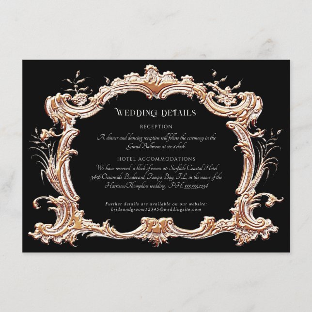 Art Nouveau Elegant Gold Black and White Details  Enclosure Card (Front)