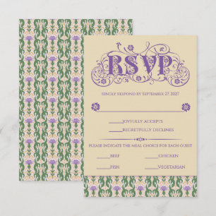 Art Nouveau Elegant Thistle Butter Yellow RSVP Card