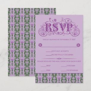 Art Nouveau Elegant Thistle Purple RSVP Card