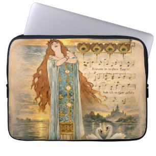 Art Nouveau Elsa Lohengrin Poster with Swans  Laptop Sleeve