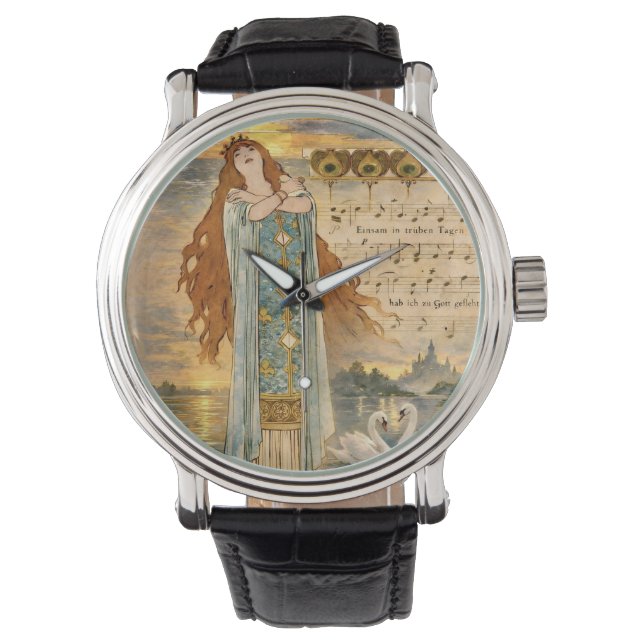 Art Nouveau Elsa Lohengrin Poster with Swans  Watch (Front)