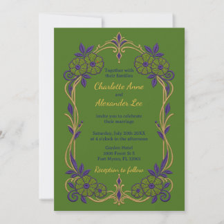 Art Nouveau Embroidered Floral Wedding Invitation