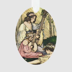 Art Nouveau Fairy Musicians Vintage Illustration  Ornament