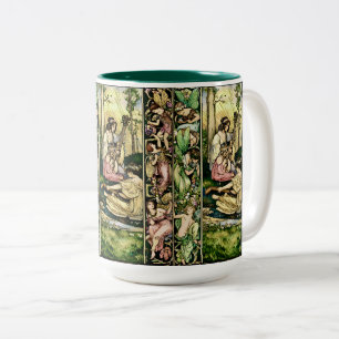 Art Nouveau Fairy Musicians Vintage Illustration Two-Tone Coffee Mug