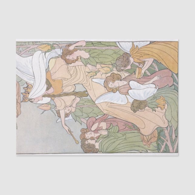 Art Nouveau Fairy Queen Mother Children Decoupage Tissue Paper (Front)