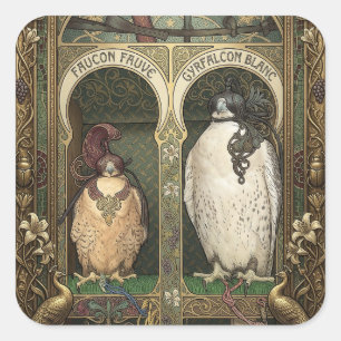 Art Nouveau Falcon - Bird of Prey Falconry Square Sticker