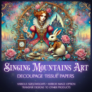 Art Nouveau Fantasy Art Alice Tea Party Decoupage Tissue Paper