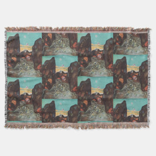 Art Nouveau Fantasy Bubbles in Canyon Decor Throw Blanket