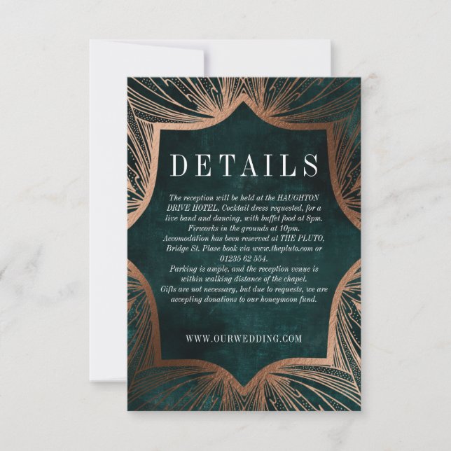 Art Nouveau faux bronze DETAILS insert card (Front)