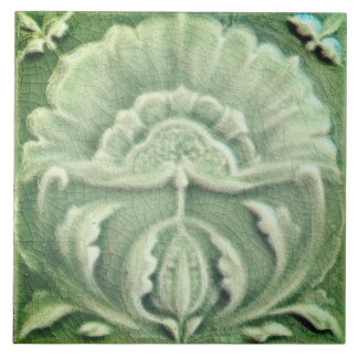 Art nouveau faux jugendstil flower tile green