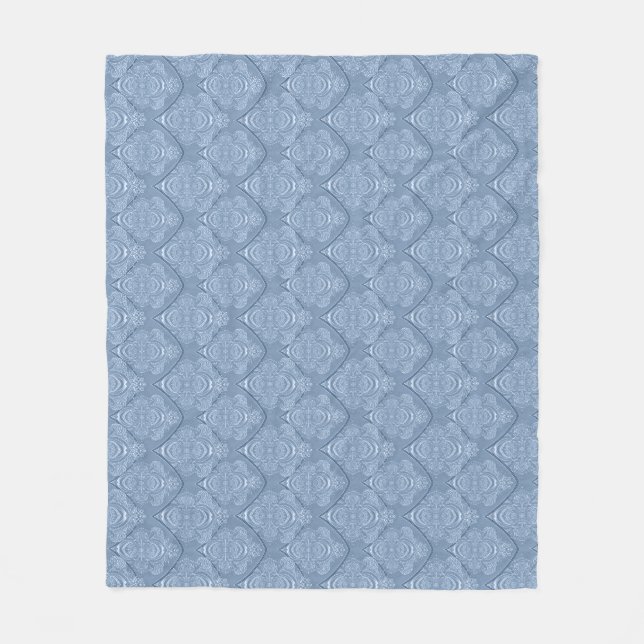 Art Nouveau Feather Pattern in Dusty Blue Fleece Blanket (Front)