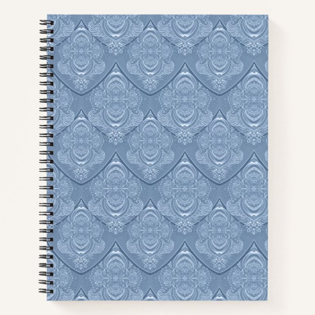 Art Nouveau Feather Pattern in Dusty Blue Notebook (Front)