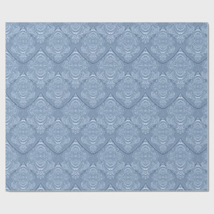 Art Nouveau Feather Pattern in Dusty Blue Wrapping Paper