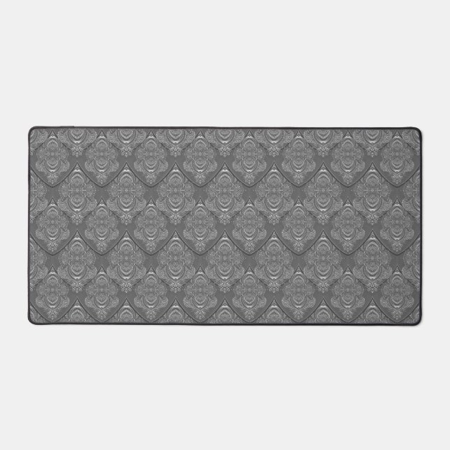 Art Nouveau Feather Pattern in Grey Desk Mat (Front)
