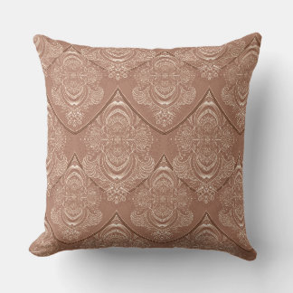 Art Nouveau Feather Pattern in Orange Cushion