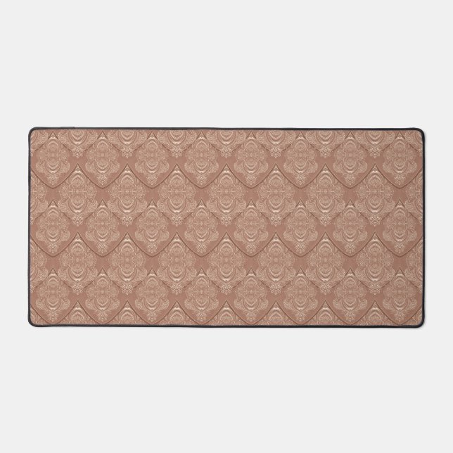 Art Nouveau Feather Pattern in Orange Desk Mat (Front)