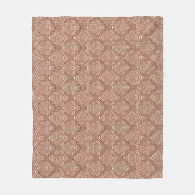 Art Nouveau Feather Pattern in Orange Fleece Blanket (Front)
