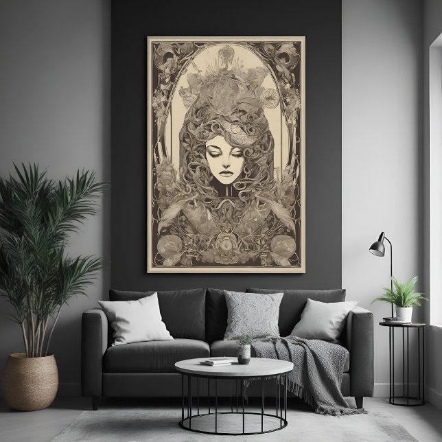 Art Nouveau Female Portrait Intricate Floral Art Poster (Creator Uploaded)