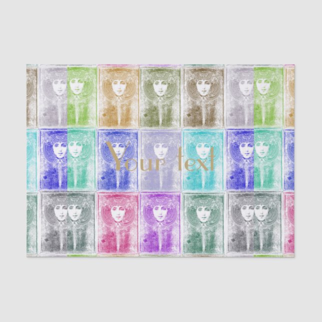 Art nouveau,females,redesigned,collages,colourful, tissue paper (Front)