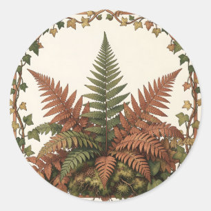 Art Nouveau Fern Ivy Botanical Classic Round Sticker