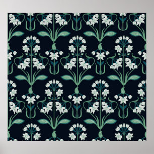 Art nouveau floral, abstract seamless pattern. poster