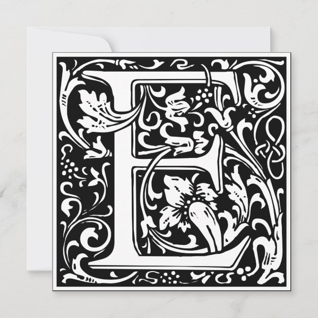 Art Nouveau Floral Alphabet Monogram Letter E  Invitation (Front)