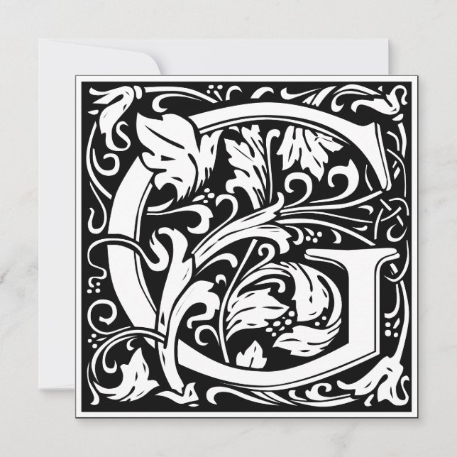 Art Nouveau Floral Alphabet Monogram Letter G Invitation (Front)