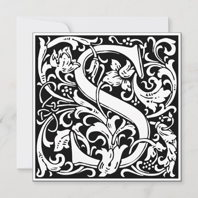 Art Nouveau Floral Alphabet Monogram Letter S Invitation (Front)