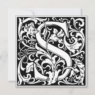 Art Nouveau Floral Alphabet Monogram Letter S Invitation
