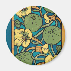Art Nouveau Floral Blue Magnet