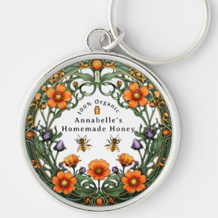 Art Nouveau Floral Boarder Homemade Honey Key Ring