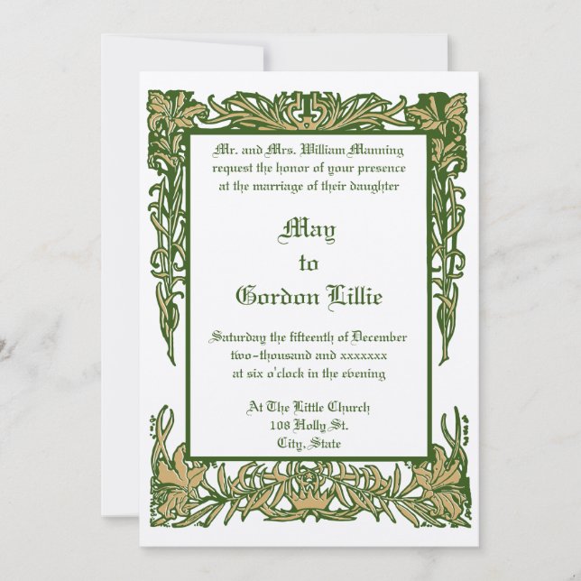 Art Nouveau Floral Border by H. Nelson Wedding Invitation (Front)