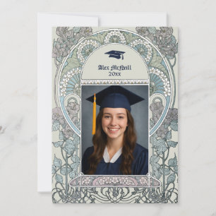 Art Nouveau Floral Border by Mucha Graduation Announcement