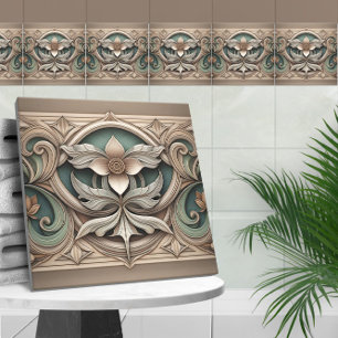 Art Nouveau Floral border ornament  Ceramic Tile